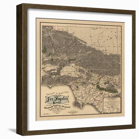 1900 LA Road Map-N. Harbick-Framed Art Print