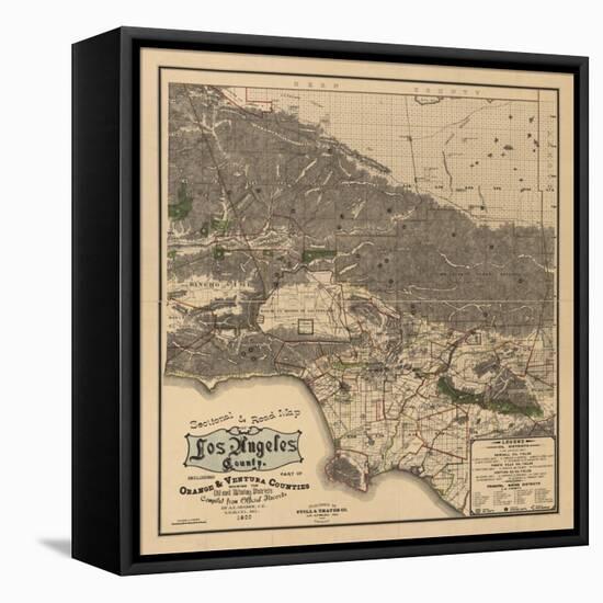 1900 LA Road Map-N. Harbick-Framed Stretched Canvas