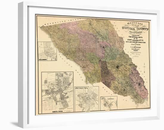 1900, Sonoma County Wall Map, California, United States-null-Framed Giclee Print