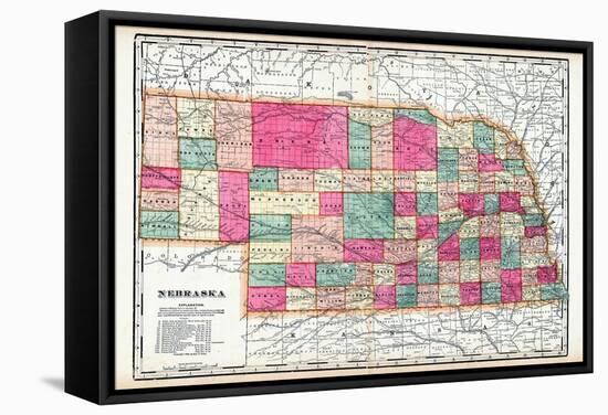 1900, State Map, Nebraska, United States-null-Framed Stretched Canvas