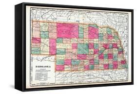 1900, State Map, Nebraska, United States-null-Framed Stretched Canvas