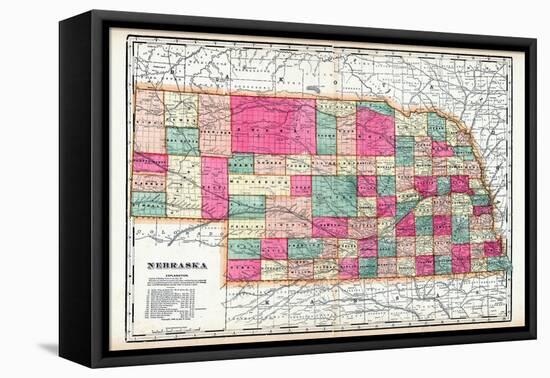 1900, State Map, Nebraska, United States-null-Framed Stretched Canvas