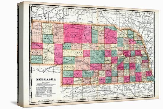 1900, State Map, Nebraska, United States-null-Stretched Canvas