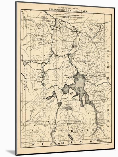 1900, Yellowstone National Park Tourist Map, Wyoming, United States-null-Mounted Giclee Print