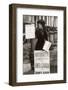 1900s British Suffragette Woman Distributing Literature Newsletter Flyer City Street-null-Framed Photographic Print