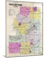 1901, Green Lake County Outline Map, Wisconsin, United States-null-Mounted Giclee Print