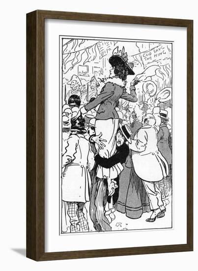 1902 Coronation - in the Crowd, Self-Sacrifice-Tom Browne-Framed Art Print