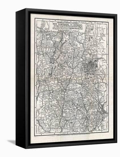 1902, New Hampshire and Vermont State Map, Vermont, United States-null-Framed Stretched Canvas