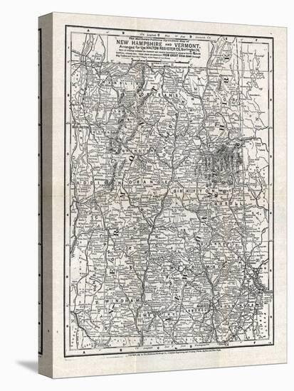 1902, New Hampshire and Vermont State Map, Vermont, United States-null-Stretched Canvas