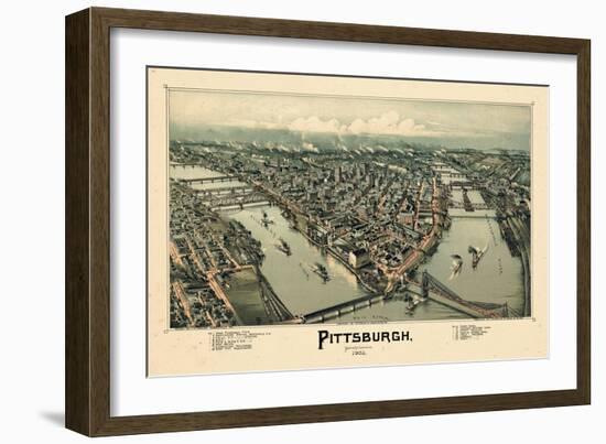 1902, Pittsburgh Bird's Eye View, Pennsylvania, United States-null-Framed Giclee Print