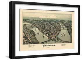 1902, Pittsburgh Bird's Eye View, Pennsylvania, United States-null-Framed Giclee Print