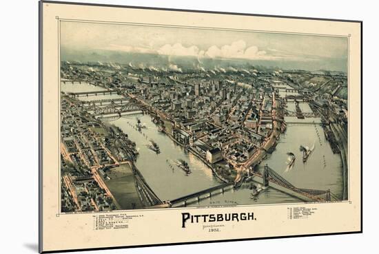 1902, Pittsburgh Bird's Eye View, Pennsylvania, United States-null-Mounted Giclee Print