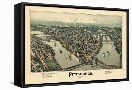 1902, Pittsburgh Bird's Eye View, Pennsylvania, United States-null-Framed Stretched Canvas