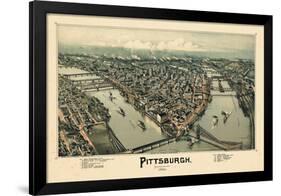 1902, Pittsburgh Bird's Eye View, Pennsylvania, United States-null-Framed Giclee Print