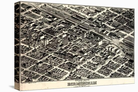 1903, Birmingham Bird's Eye View, Alabama, United States-null-Stretched Canvas