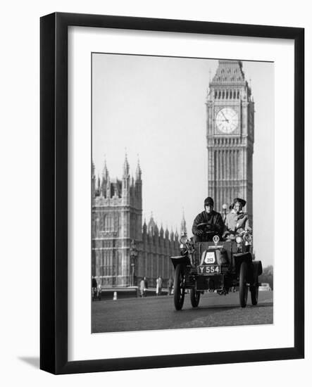 1903 De Dion on the London to Brighton Run with Big Ben Behind, London-null-Framed Photographic Print