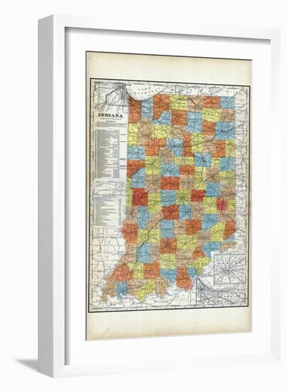 1903, Indiana State Map, Indiana, United States-null-Framed Giclee Print