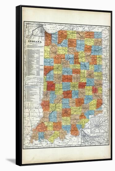 1903, Indiana State Map, Indiana, United States-null-Framed Stretched Canvas