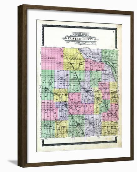 1904, Custer County Outline Map, Nebraska, United States-null-Framed Giclee Print