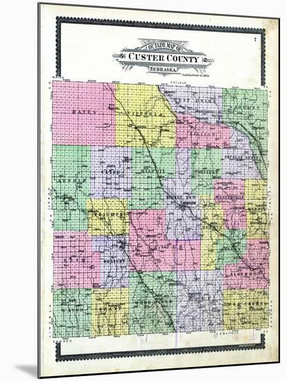 1904, Custer County Outline Map, Nebraska, United States-null-Mounted Giclee Print