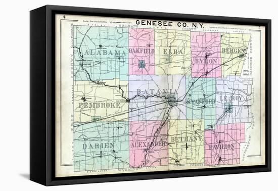 1904, Genesee County Map, New York, United States-null-Framed Stretched Canvas