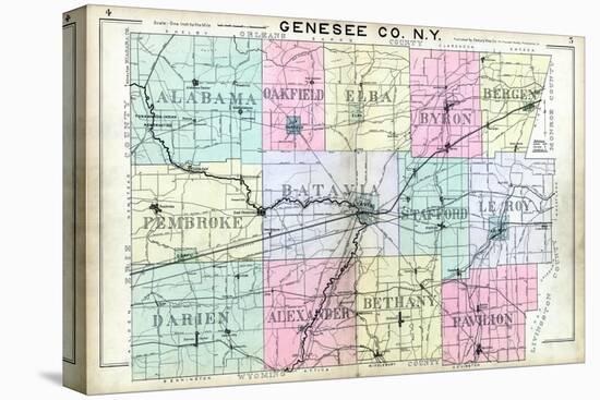 1904, Genesee County Map, New York, United States-null-Stretched Canvas