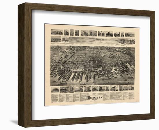 1904, Hoboken Bird's Eye View, New Jersey, United States-null-Framed Giclee Print