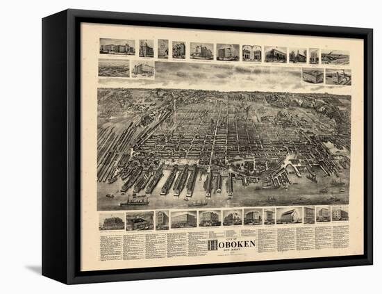 1904, Hoboken Bird's Eye View, New Jersey, United States-null-Framed Stretched Canvas