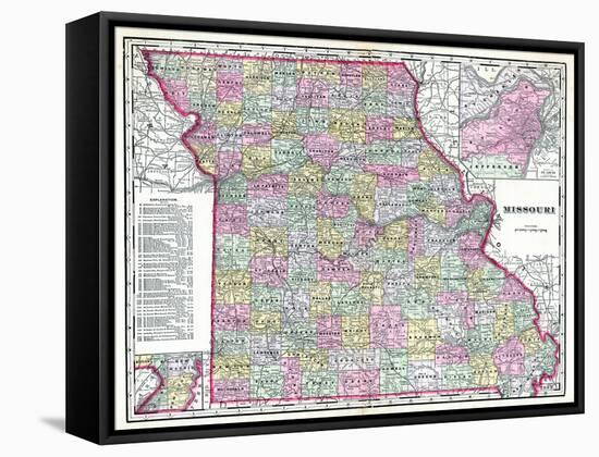 1904, Missouri State Map, Missouri, United States-null-Framed Stretched Canvas