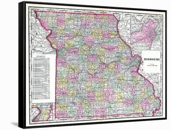 1904, Missouri State Map, Missouri, United States-null-Framed Stretched Canvas