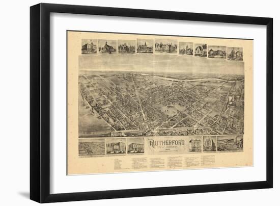 1904, Rutherford Bird's Eye View, New Jersey, United States-null-Framed Giclee Print