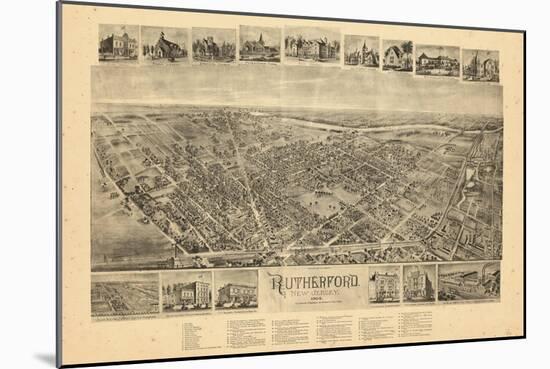 1904, Rutherford Bird's Eye View, New Jersey, United States-null-Mounted Giclee Print