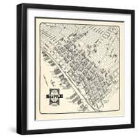 1904, Seattle Bird's Eye View of Business District, Washington, United States-null-Framed Giclee Print