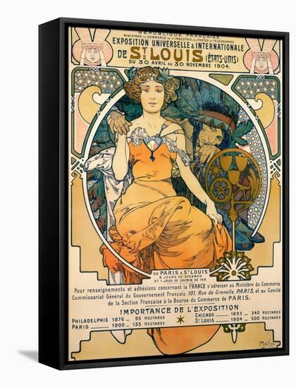 1904 St. Louis World's Fair Poster-Alphonse Mucha-Framed Stretched Canvas