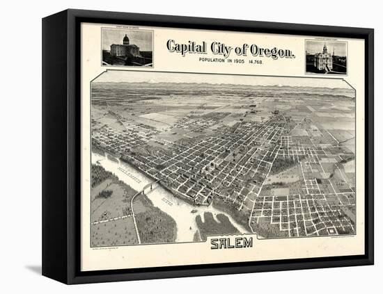 1905, Salem Bird's Eye View, Oregon, United States-null-Framed Stretched Canvas