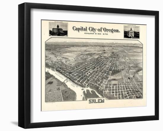 1905, Salem Bird's Eye View, Oregon, United States-null-Framed Giclee Print