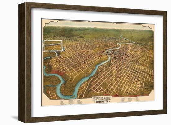 1905, Spokane Bird's Eye View, Washington, United States-null-Framed Giclee Print