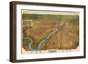 1905, Spokane Bird's Eye View, Washington, United States-null-Framed Giclee Print