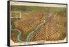 1905, Spokane Bird's Eye View, Washington, United States-null-Framed Stretched Canvas