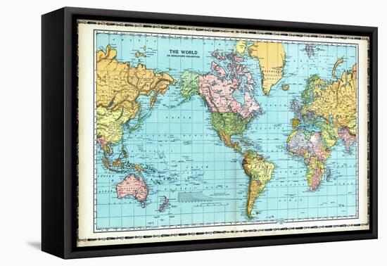 1906, World Map-null-Framed Stretched Canvas