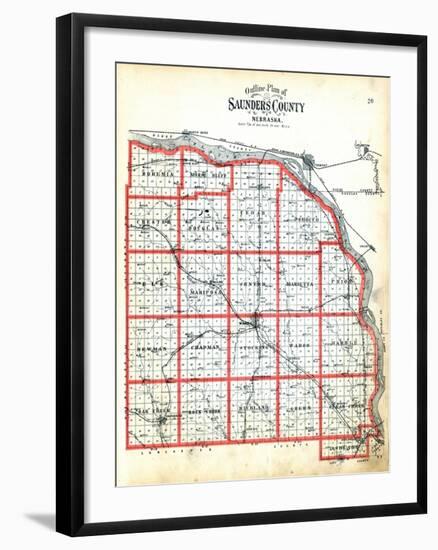 1907, County Outline Map, Nebraska, United States-null-Framed Giclee Print