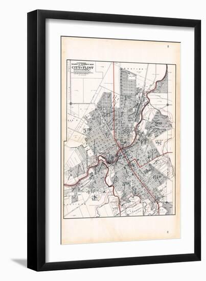 1907, Flint - Ward and Street Map, Michigan, United States-null-Framed Giclee Print