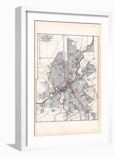 1907, Flint - Ward and Street Map, Michigan, United States-null-Framed Giclee Print