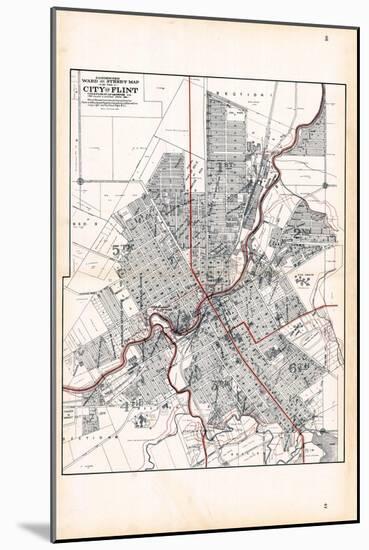 1907, Flint - Ward and Street Map, Michigan, United States-null-Mounted Giclee Print