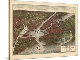 1907, New York City 1907 Bird's Eye View, New York, United States-null-Stretched Canvas