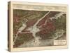 1907, New York City 1907 Bird's Eye View, New York, United States-null-Stretched Canvas