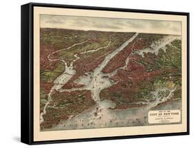 1907, New York City 1907 Bird's Eye View, New York, United States-null-Framed Stretched Canvas