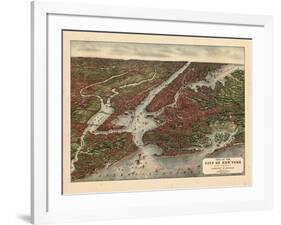 1907, New York City 1907 Bird's Eye View, New York, United States-null-Framed Giclee Print