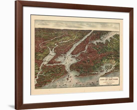 1907, New York City 1907 Bird's Eye View, New York, United States-null-Framed Giclee Print