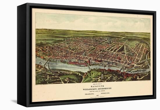 1907, Philadelphia Manayunk - Bird`s Eye View, Pennsylvania, United States-null-Framed Stretched Canvas